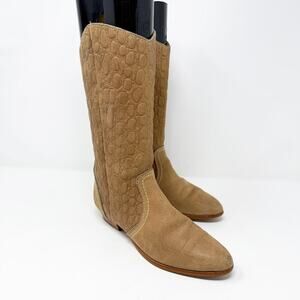 Vintage Dexter Tan Leather Western Boots Women's Size 6 VGUC Pull On Made in USA